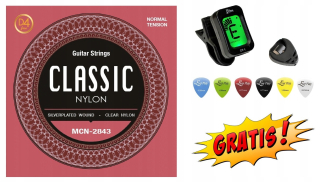 KLASICKÉ GITAROVÉ STRUNY S NÁHRADNOU STRUNOU D4 + PÁSTOK + PRÍSLUŠENSTVO +